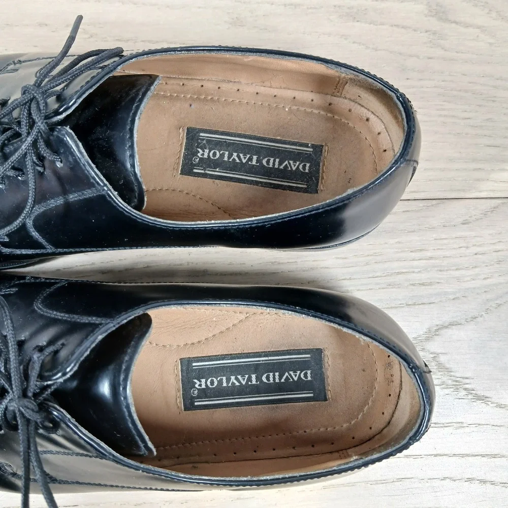 David Taylor Oxfords Mens 10D Black Leather Classic Dark Academia Preppy